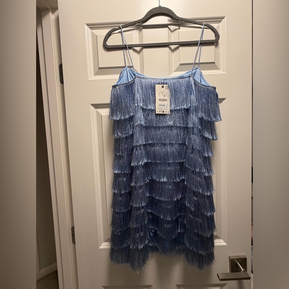 Zara Shimmering Blue Fringe Dress - Picture 6 of 7